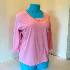 Cottage Street 3X pink blouse with lace